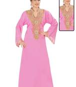 Pink embroidered georgette islamic kaftans