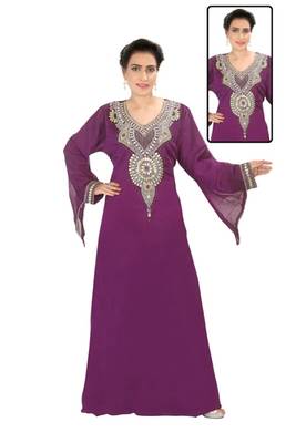 Red embroidered georgette islamic kaftans 1
