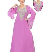 Pink embroidered georgette islamic kaftans