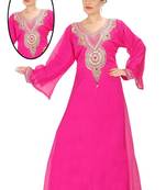 Pink embroidered georgette islamic kaftans