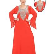 Red embroidered georgette islamic kaftans