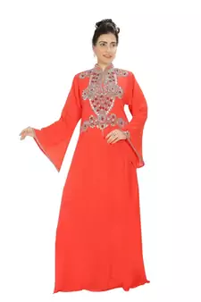Orange embroidered georgette islamic kaftans