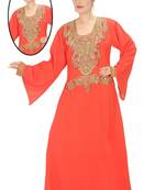 Orange embroidered georgette islamic kaftans