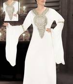 Cream embroidered georgette islamic kaftans