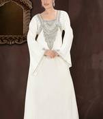 Cream embroidered georgette islamic kaftans