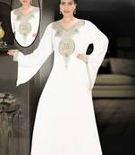 Cream embroidered georgette islamic kaftans