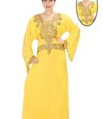 Yellow embroidered georgette islamic kaftans