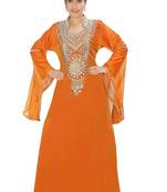 Orange embroidered georgette islamic kaftans