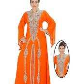 Orange embroidered georgette islamic kaftans