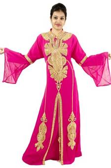 Pink embroidered georgette islamic kaftans
