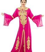 Pink embroidered georgette islamic kaftans