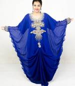 Royal blue embroidered georgette islamic kaftans