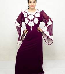 Magenta embroidered georgette islamic kaftans