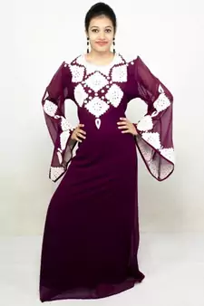 Magenta embroidered georgette islamic kaftans