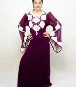 Magenta embroidered georgette islamic kaftans