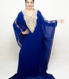 Royal blue embroidered georgette islamic kaftans