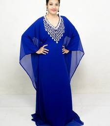 Royal blue embroidered georgette islamic kaftans