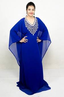 Royal blue embroidered georgette islamic kaftans
