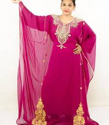 Magenta embroidered georgette islamic kaftans
