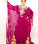 Magenta embroidered georgette islamic kaftans