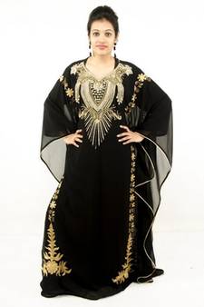 Black embroidered georgette islamic kaftans