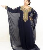 Navy blue embroidered georgette islamic kaftans