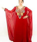 Red embroidered georgette islamic kaftans
