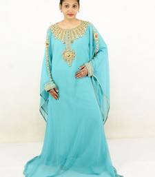 Turquoise  embroidered georgette islamic kaftans