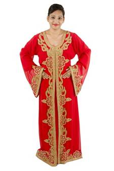 Turquoise  embroidered georgette islamic kaftans