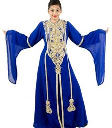 Royal blue embroidered georgette islamic kaftans