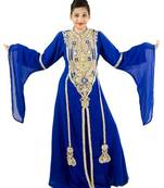 Royal blue embroidered georgette islamic kaftans