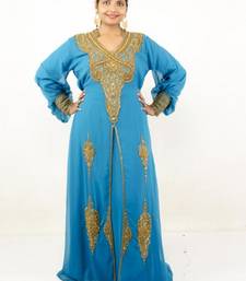 Turquoise  embroidered georgette islamic kaftans