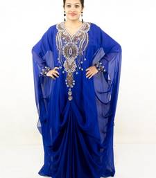 Royal blue embroidered georgette islamic kaftans