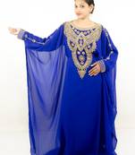 Royal blue embroidered georgette islamic kaftans
