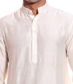White Plain Dupion Silk Dhoti Kurta