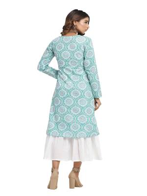 green block print cotton kurti-set 2