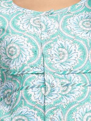 green block print cotton kurti-set 5