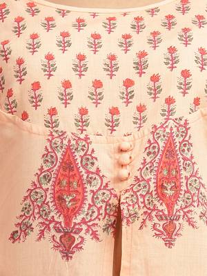 orange block print cotton kurti-set 5