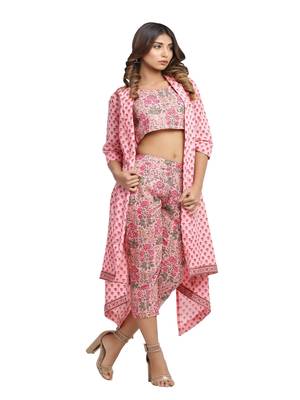 pink block print cotton kurti-set 3