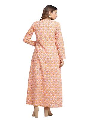 orange block print cotton kurti-set 2