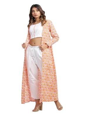orange block print cotton kurti-set 3