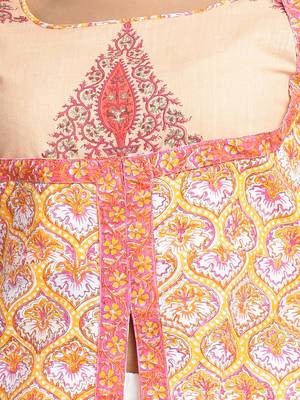 orange block print cotton kurti-set 5