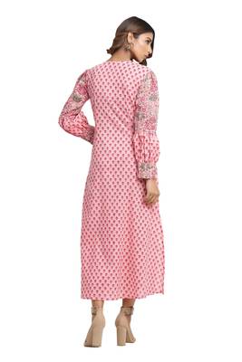 pink block print cotton kurti-set 2