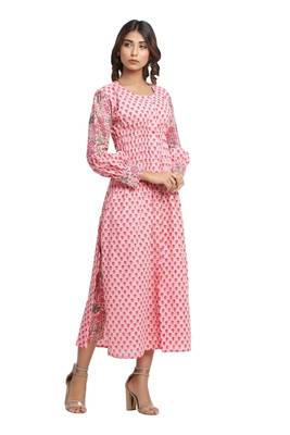 pink block print cotton kurti-set 3