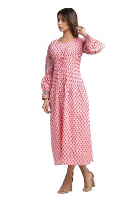 pink block print cotton kurti-set 4