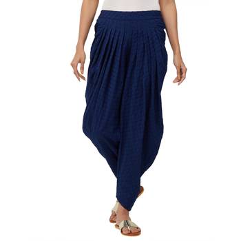 Blue American Crepe Embroidered Mid Rise Dhoti Pants For Women's 1
