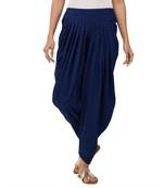 Blue American Crepe Embroidered Mid Rise Dhoti Pants For Women's