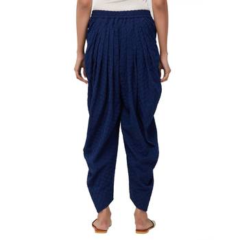 Blue American Crepe Embroidered Mid Rise Dhoti Pants For Women's 3