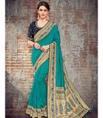 green woven art silk saree with blouse