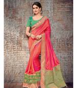 peach woven art silk saree with blouse